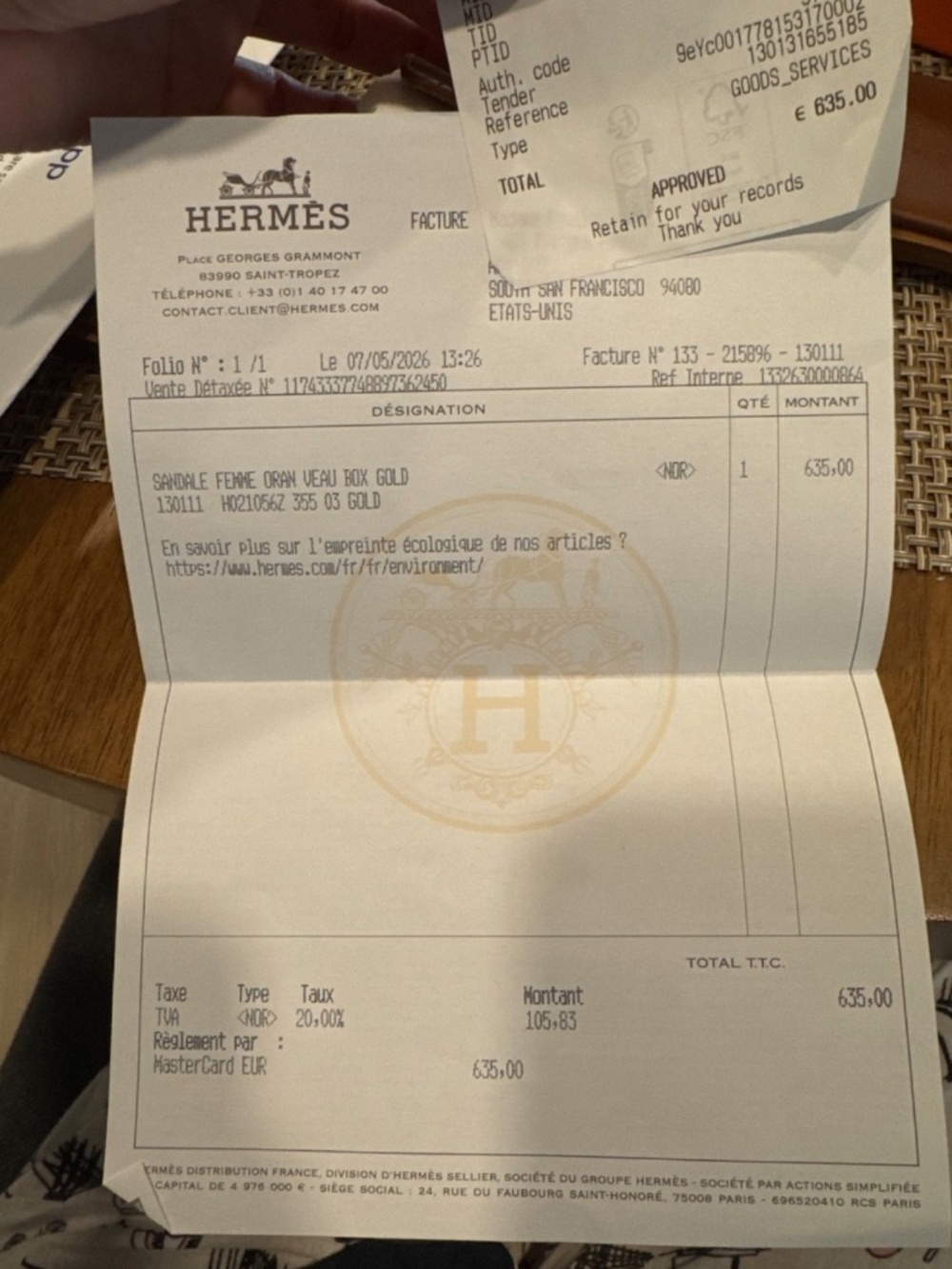 Hermes Oran Leather Sandals (Brown) - Picture 4 of 4